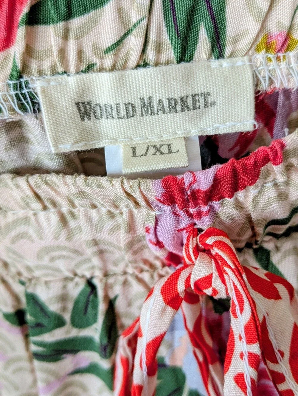 World Market Floral Print Drawstring Wide Leg Lounge Pants L/XL